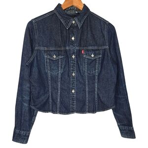 Levi's Red Tab Womens Vintage Dark Wash Cotton Cropped Jean Jacket Size Medium